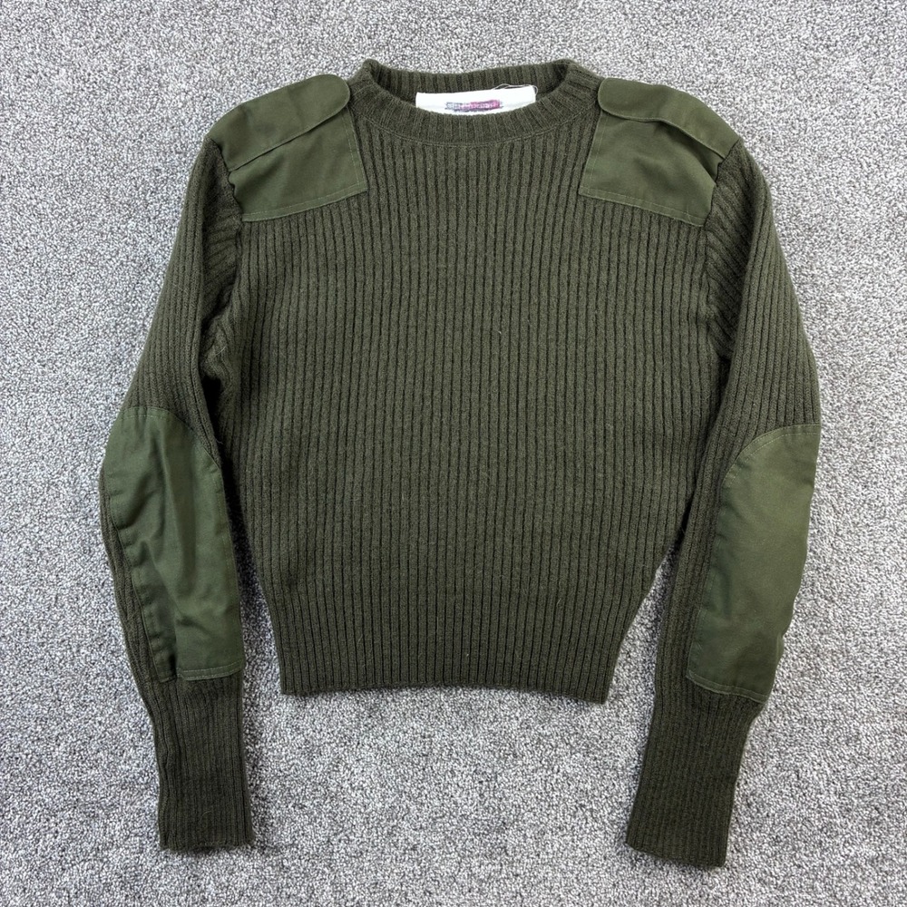 German Military Sweater Mens 42 Army Green Commando Remploy German Wool Olive
